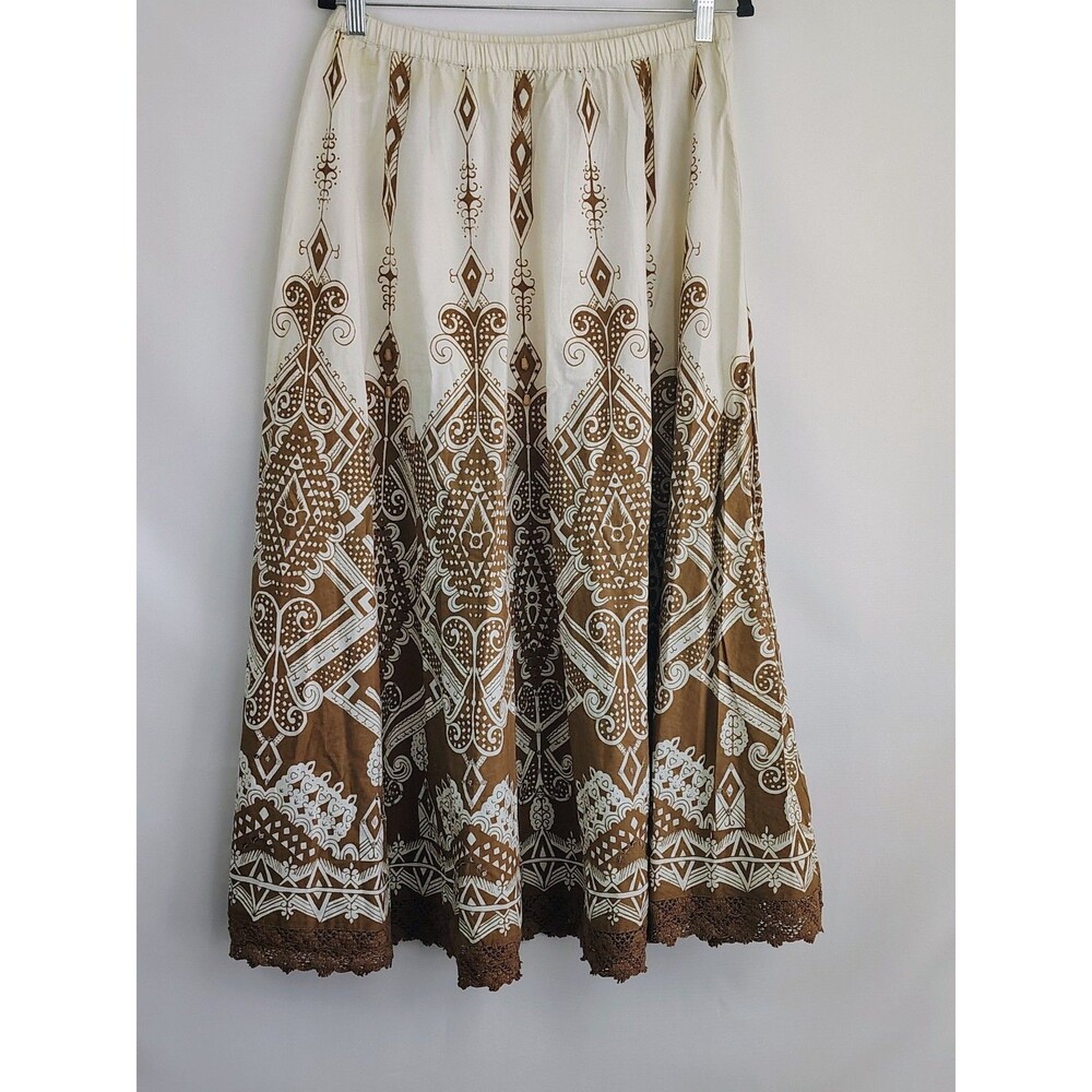 Vintage Tantrums Maxi Skirt Size M Boho India Beaded Sequin Cottage Core Cream M